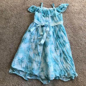 Kiki girls size 14 blue floral cold shoulder dress